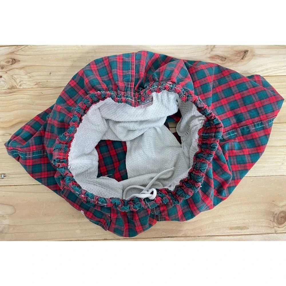 Vintage 50s 60s Campus Swim Shorts Mens S Red Green Plaid Trunks Beach Lined
